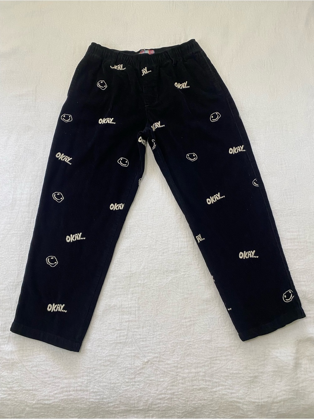 Urban Outfitters UO Men’s Sz M  Smiley Face Corduroy Pants Embroidered Pockets
